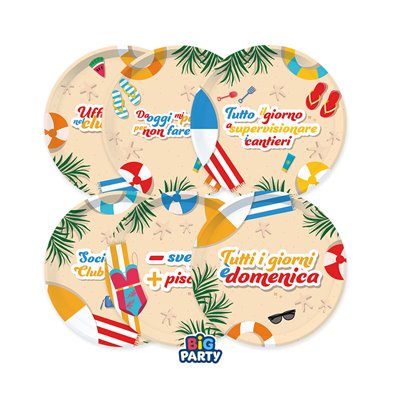 Kit coordinato tavola PENSIONE pensionato - piatti bicchieri tovaglioli