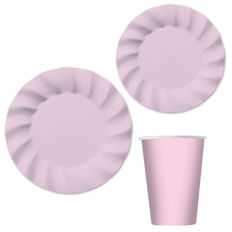 Kit coordinato tavola colore ROSA - 16 persone - piatti piattini bicchieri