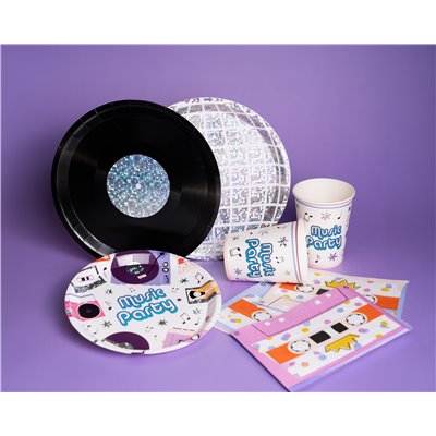 Kit coordinato tavola MUSIC PARTY musica dj - piatti bicchieri tovaglioli