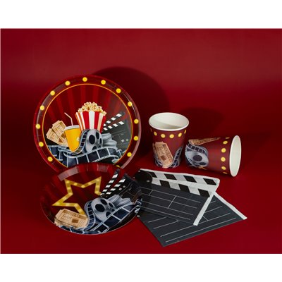 Kit coordinato tavola CINEMA pellicola ciak - piatti bicchieri tovaglioli