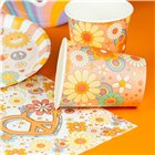 Kit coordinato tavola Groovy Party Peace & Love - piatti bicchieri tovaglioli