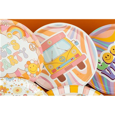 Kit coordinato tavola Groovy Party Peace & Love - piatti bicchieri tovaglioli