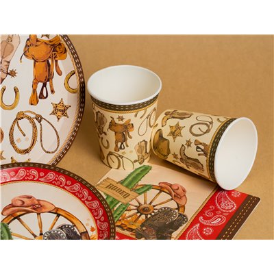 Kit coordinato tavola COWBOY Country Western - piatti bicchieri tovaglioli