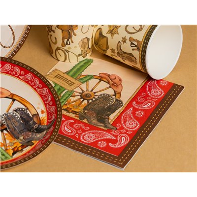 Kit coordinato tavola COWBOY Country Western - piatti bicchieri tovaglioli