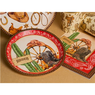 Kit coordinato tavola COWBOY Country Western - piatti bicchieri tovaglioli