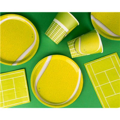 Kit coordinato tavola sport TENNIS - 16 persone - piatti, bicchieri e tovaglioli