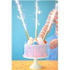 4x Candela Luminosa Fontana Fiaccola con Carta ORO per torte dolci - Durata 50"