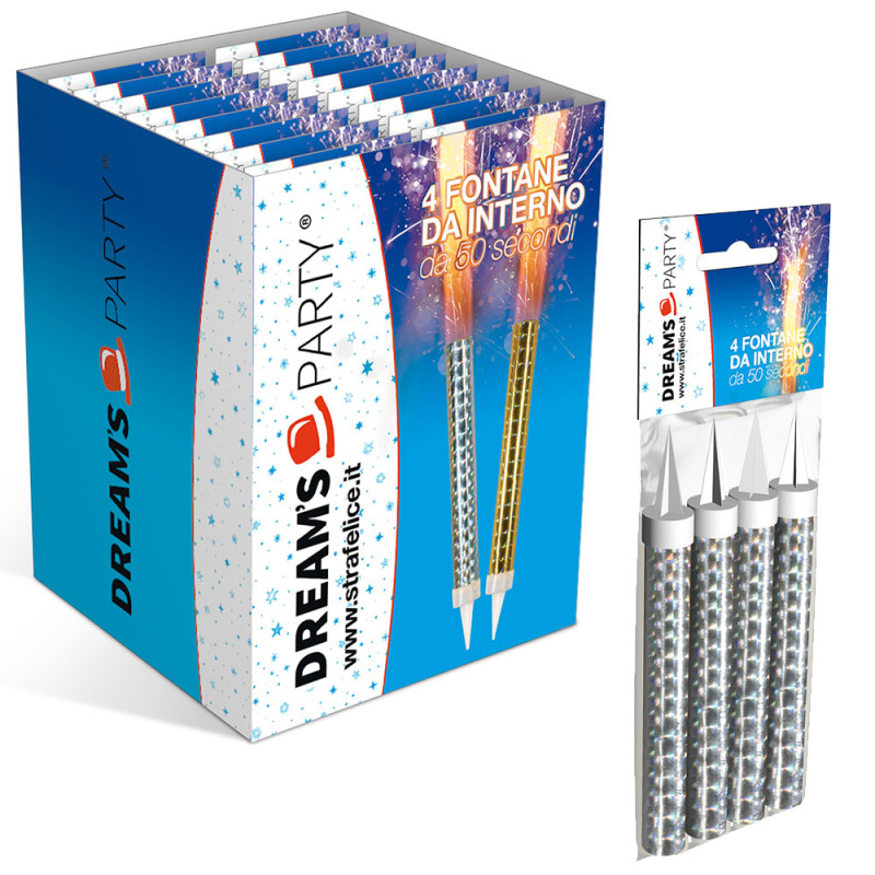 96x Candela Luminosa STANDARD ARGENTO Fontana Fiaccola per torte - Durata 50"