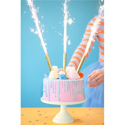 96x Candela Luminosa STANDARD ARGENTO Fontana Fiaccola per torte - Durata 50"