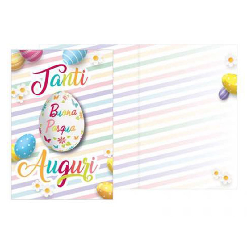 Biglietto di auguri BUONA PASQUA con ciondolo a forma di uovo pasquale in legno