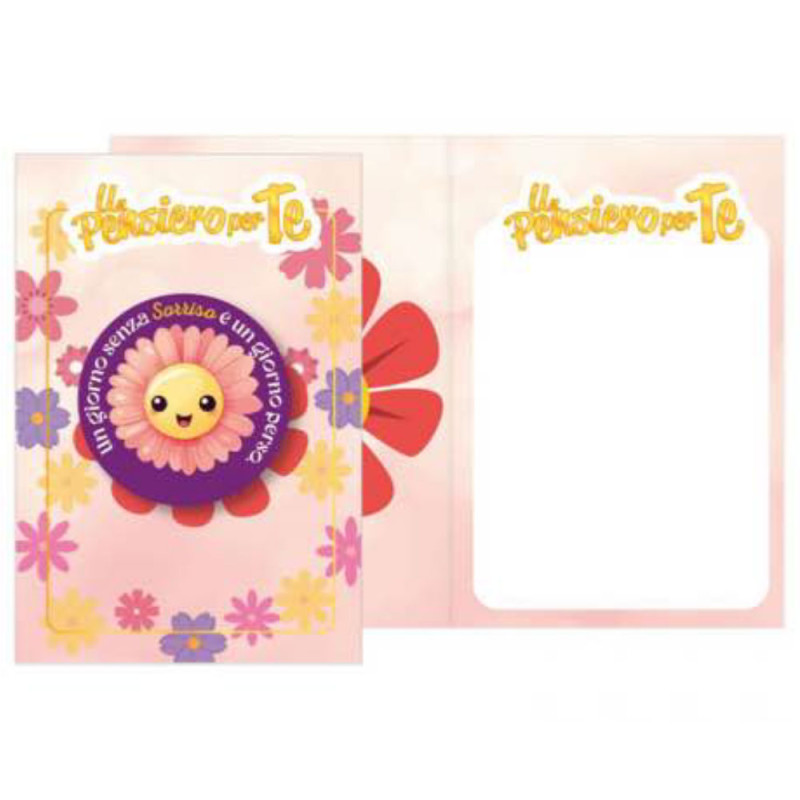 Biglietto auguri generico compleanno motivazionale con ciondolo in legno fiore