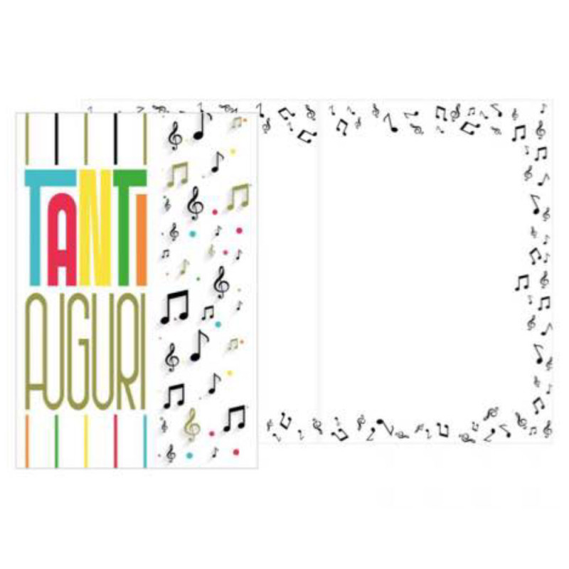 Biglietto auguri generico compleanno Tanti Auguri con note musicali