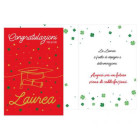 Biglietto di auguri augurale Congratulazioni per tua LAUREA - Rosso e Oro