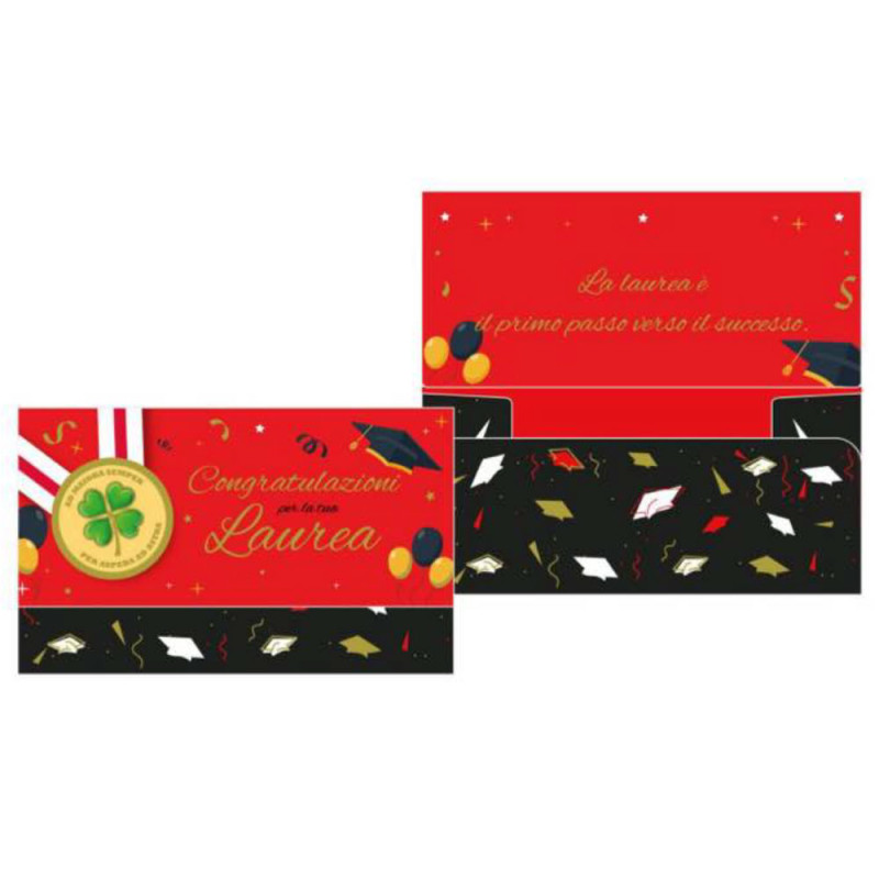 Biglietto auguri Congratulazione per la tua LAUREA - a Pochet - Quadrifoglio