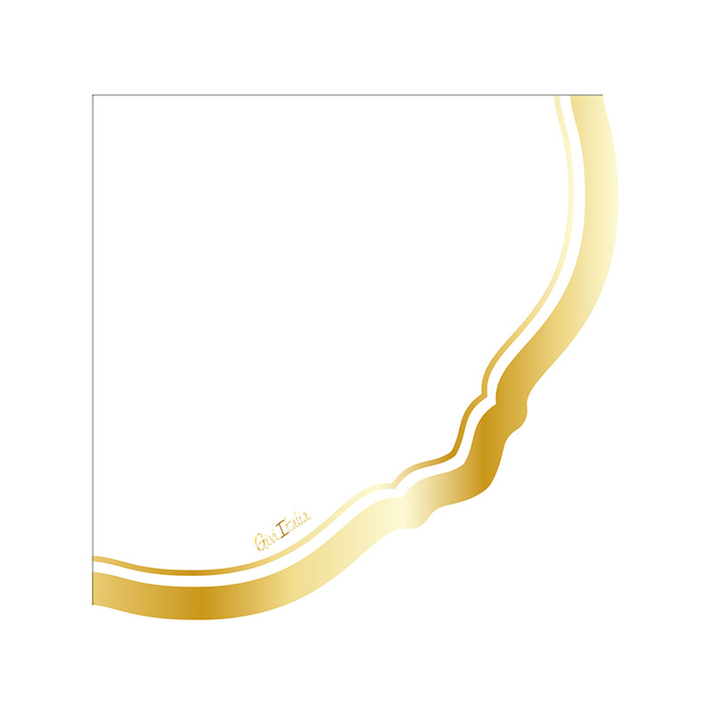 16 Tovaglioli in carta - Bianchi con bordo ORO Lucido smerlato - 33cm