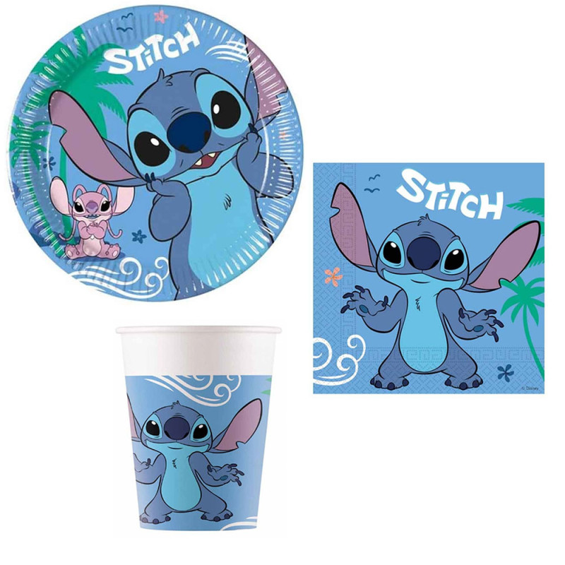 Kit coordinato tavola STITCH - piatti bicchieri tovaglioli