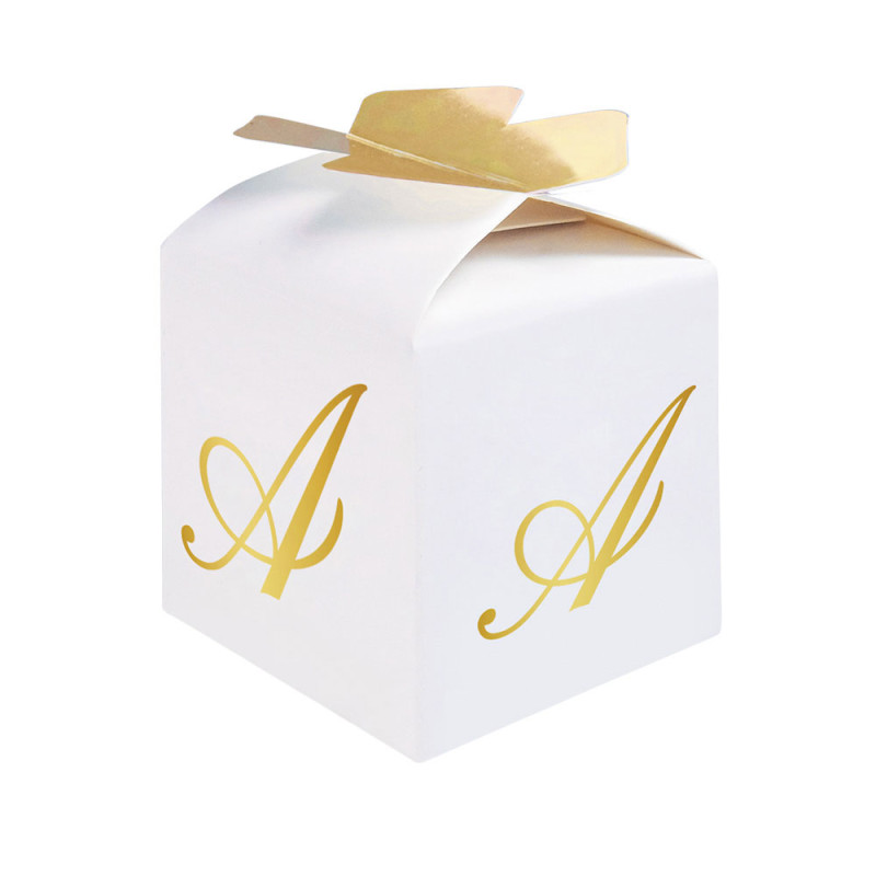 10 Scatoline in carta portaconfetti - con lettera A iniziale in ORO - 5x7x5cm