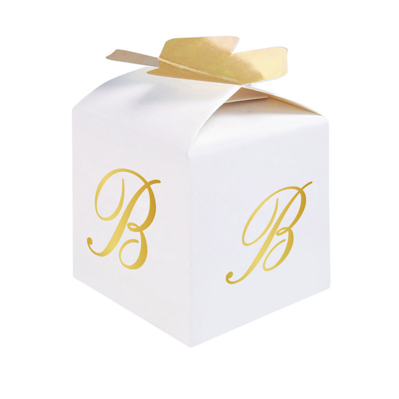 10 Scatoline in carta portaconfetti - con lettera B iniziale in ORO - 5x7x5cm