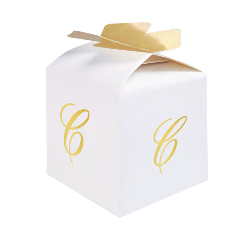 10 Scatoline in carta portaconfetti - con lettera C iniziale in ORO - 5x7x5cm