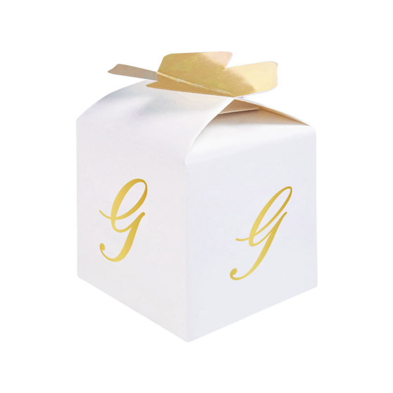 10 Scatoline in carta portaconfetti - con lettera G iniziale in ORO - 5x7x5cm