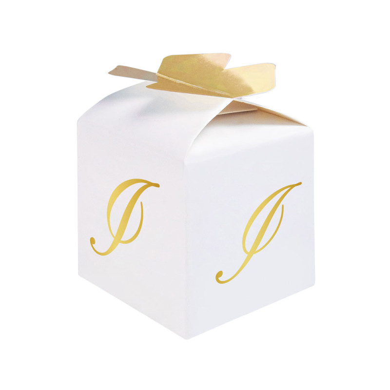 10 Scatoline in carta portaconfetti - con lettera I iniziale in ORO - 5x7x5cm
