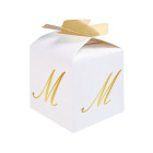 10 Scatoline in carta portaconfetti - con lettera M iniziale in ORO - 5x7x5cm