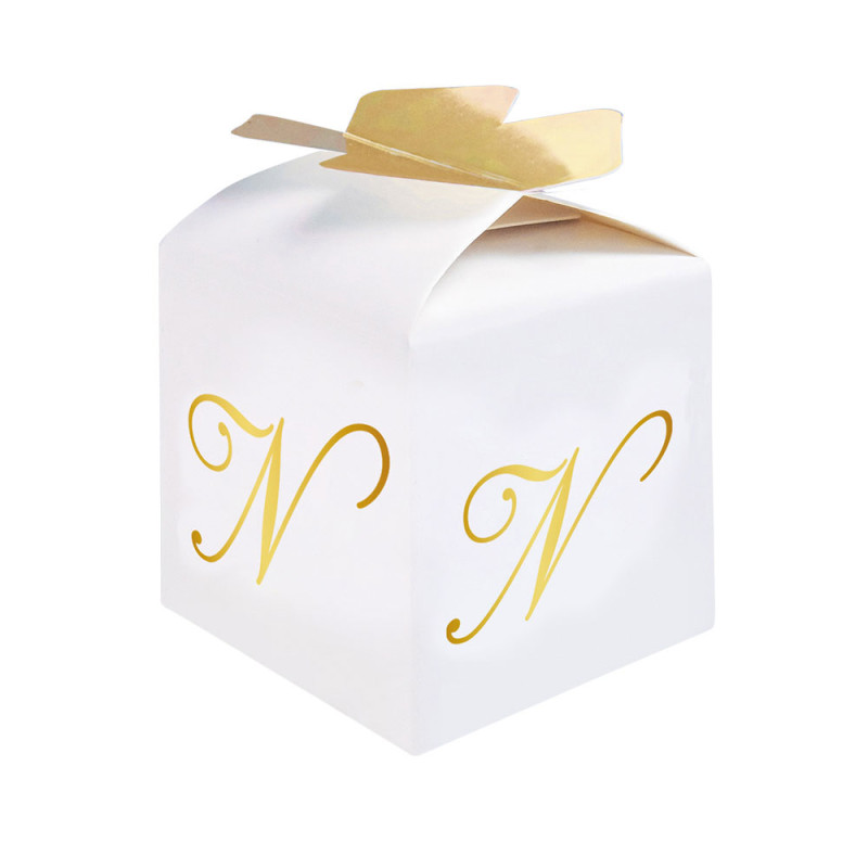 10 Scatoline in carta portaconfetti - con lettera N iniziale in ORO - 5x7x5cm