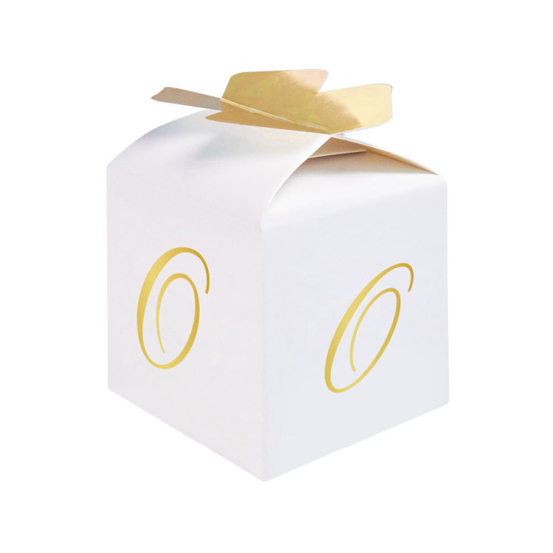 10 Scatoline in carta portaconfetti - con lettera O iniziale in ORO - 5x7x5cm