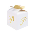 10 Scatoline in carta portaconfetti - con lettera P iniziale in ORO - 5x7x5cm