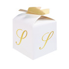 10 Scatoline in carta portaconfetti - con lettera S iniziale in ORO - 5x7x5cm