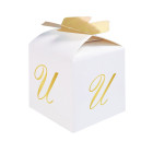 10 Scatoline in carta portaconfetti - con lettera U iniziale in ORO - 5x7x5cm