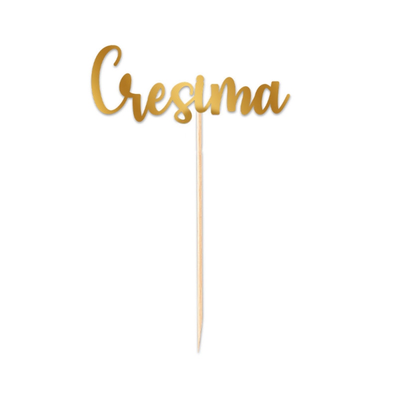 Cake Topper in carta CRESIMA - oro - 9x14cm - decorazione torte dolci