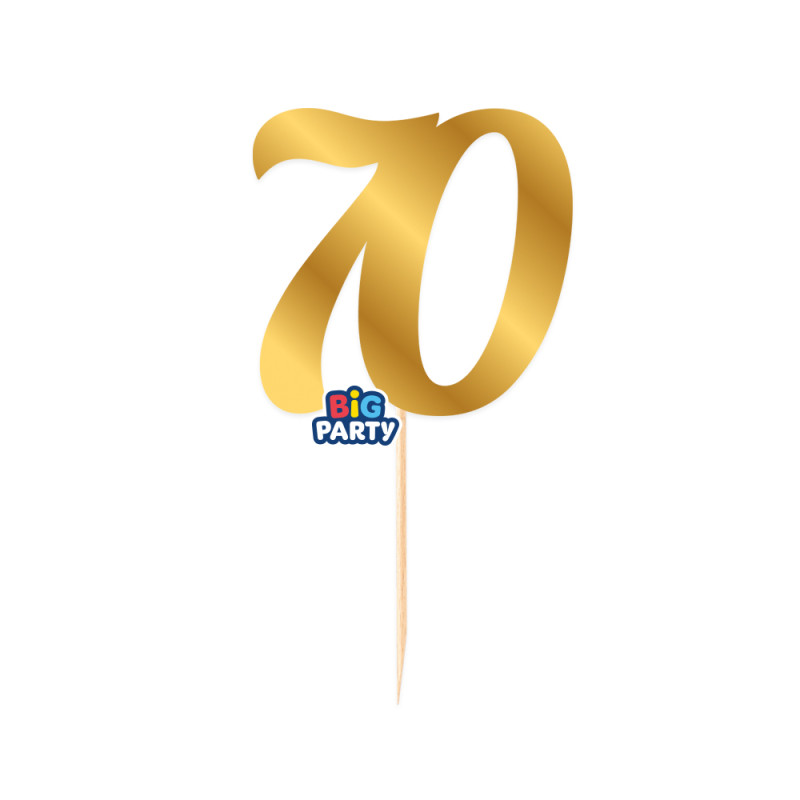 Cake Topper in carta numero 70 anni Oro Lucido - decorazione torte dolci - h14cm