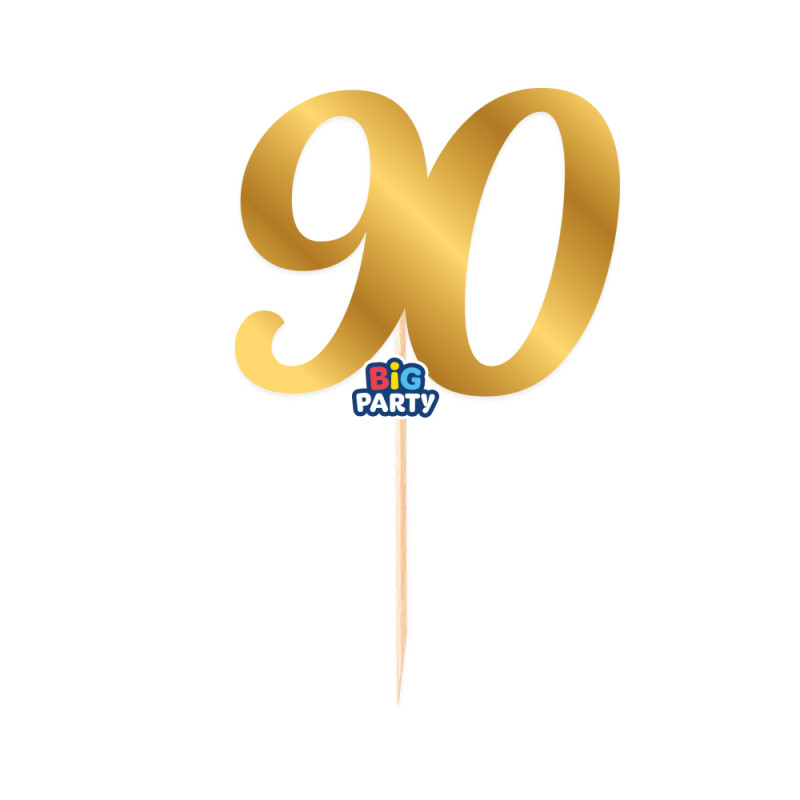 Cake Topper in carta numero 90 anni Oro Lucido - decorazione torte dolci - h14cm