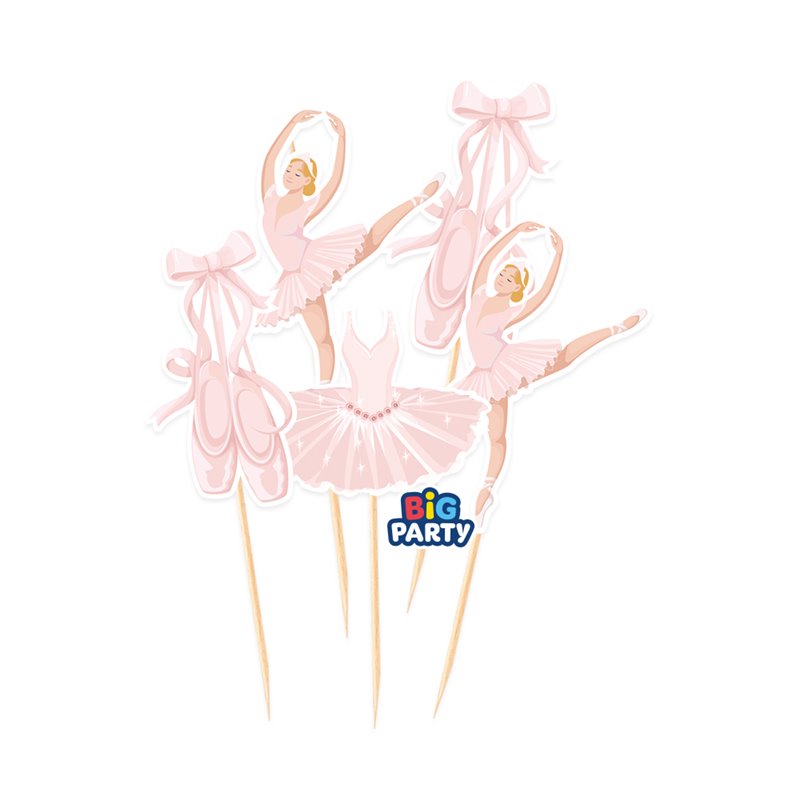 Set 5 mini Cake Topper in carta tema Danza Classica - decorazione torte dolci
