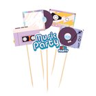 Set 5 mini Cake Topper in carta tema MUSIC Party - decorazione torte dolci