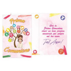 Biglietto di Auguri Comunione Bimba ROSA e Albero della VITA - con finiture Oro