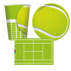 Kit coordinato tavola sport TENNIS - 12 persone - piatti, bicchieri e tovaglioli
