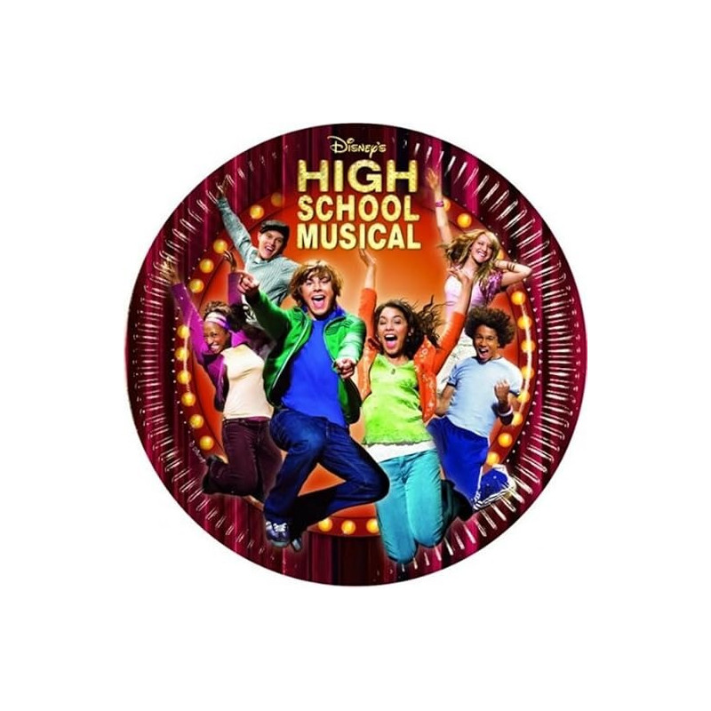 10 Piatti dessert HIGH SCHOOL MUSICAL Ø19,5cm - addobbo decoro tavolo torta - festa per bambini