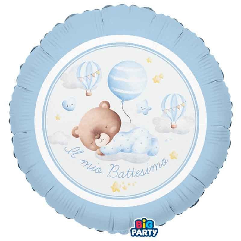 Palloncino in Mylar Il mio BATTESIMO orsetto CELESTE bimbo - gonfiabile ad elio