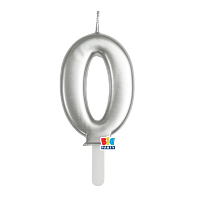 CANDELA numero 0 Zero ARGENTO Metal - Tiny Plump - candelina in cera per torta