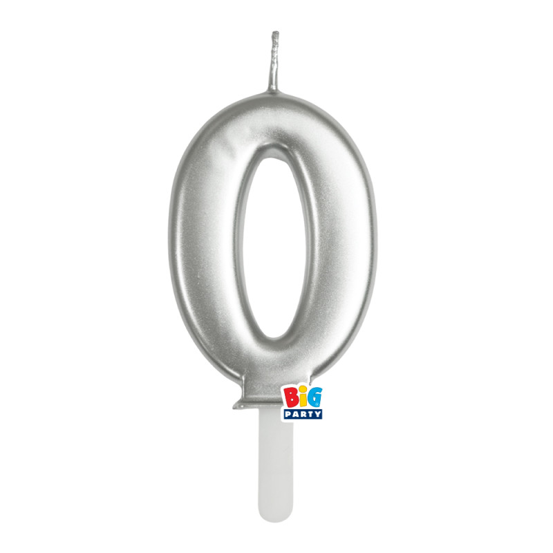 CANDELA numero 0 Zero ARGENTO Metal - Tiny Plump - candelina in cera per torta