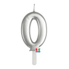 CANDELA numero 0 Zero ARGENTO Metal - Tiny Plump - candelina in cera per torta
