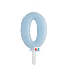 CANDELA numero 0 Zero CELESTE BABY - Tiny Plump - candelina in cera per torta