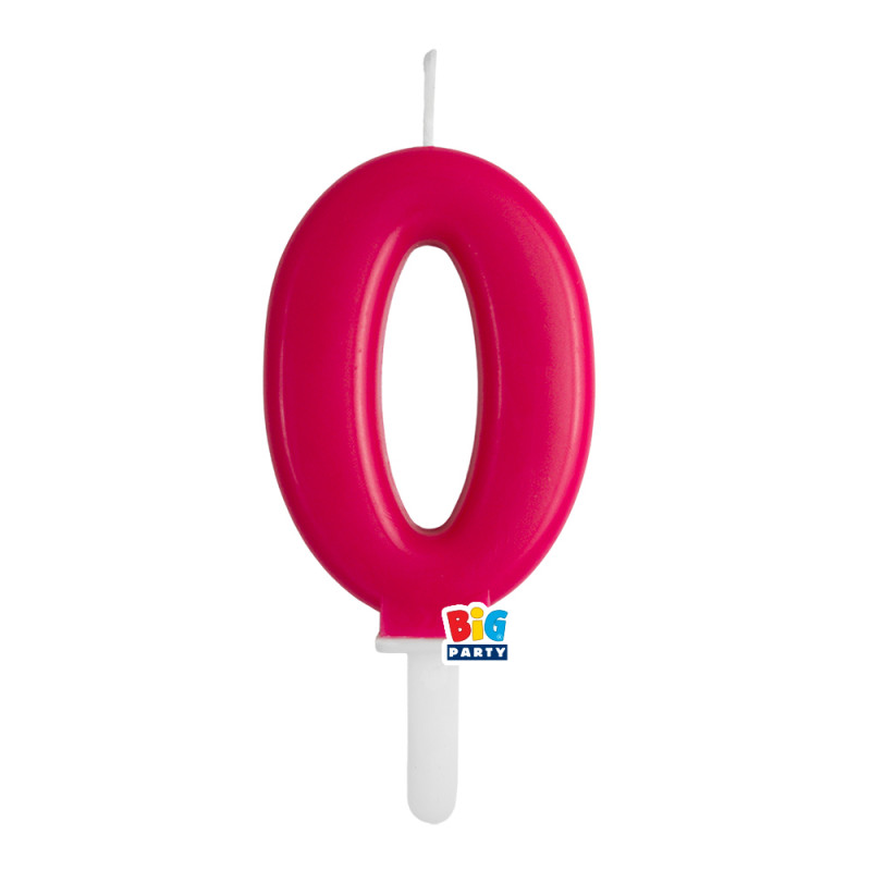 CANDELA numero 0 Zero FUCSIA CHERRY - Tiny Plump - candelina in cera per torta