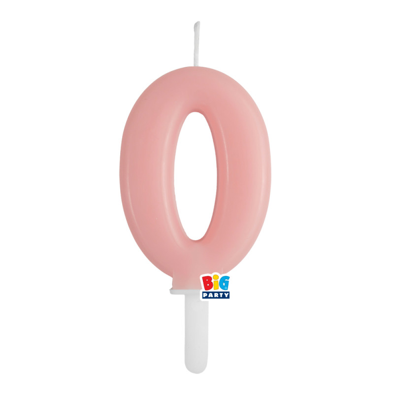 CANDELA numero 0 Zero ROSA BABY - Tiny Plump - candelina in cera per torta
