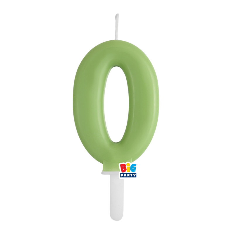 CANDELA numero 0 Zero VERDE OLIVA - Tiny Plump - candelina in cera per torta