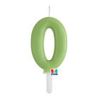 CANDELA numero 0 Zero VERDE OLIVA - Tiny Plump - candelina in cera per torta