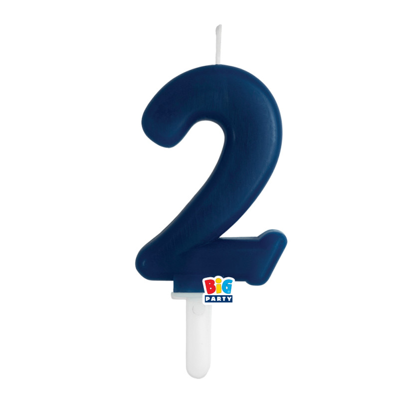 CANDELA numero 2 Due BLU NAVY - Tiny Plump - candelina in cera per torta