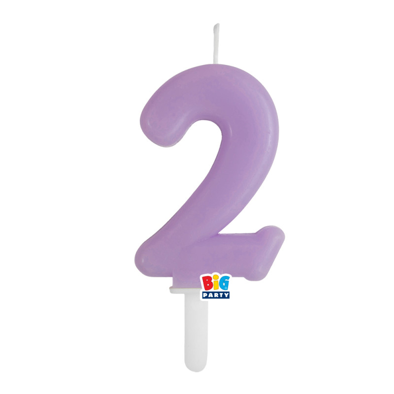 CANDELA numero 2 Due LILLA - Tiny Plump - candelina in cera per torta